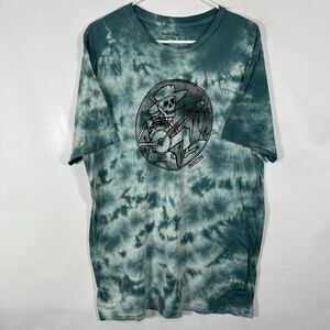 Burton Durable Goods Slim Fit T Shirt Mens Size Large Green Tie Dye Skeleton